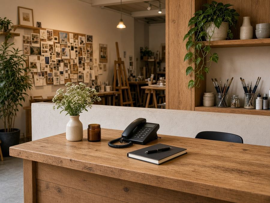 Contact desk at Opalwood Art Studio in Cork